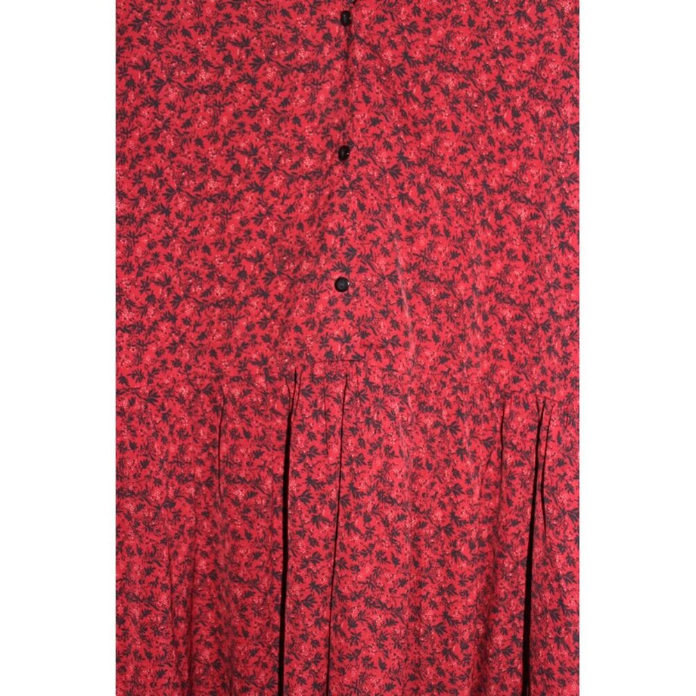 ASOS Urban Threads, Ditsy Floral V-Neck Long-Sleeve Swing Dress, Burgundy (18W) - Picture 8 of 16